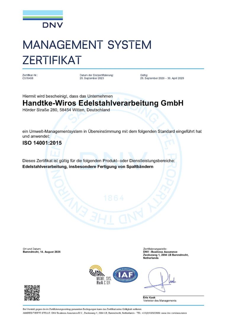 ISO-14001-DE bis 2029 - Handtke-Wiros Edelstahlverarbeitung GmbH